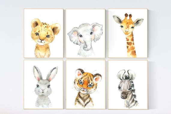 Animal prints nursery, safari animals, gender neutral nursery, Animals Nursery Prints, Woodland Nursery Decor, Safari Nursery Wall Art