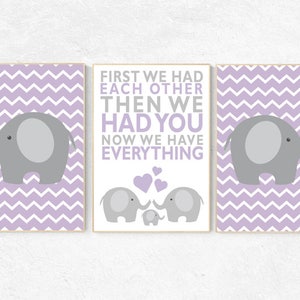 Purple nursery decor, nursery decor girl lavender, elephant nursery, First We Had Each Other, girls room, Nursery Art, lilac nursery, purple