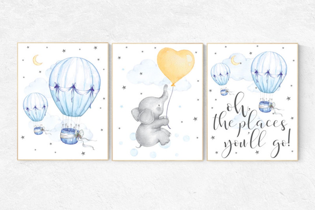 Nursery Art Neutral, Hot Air Balloon Nursery, Gender Neutral, Oh the ...