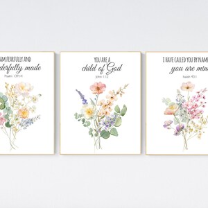 Boho Nursery wall art, Wildflower Nursery Decor, Floral Nursery, Girl Nursery Decor, vintage flower nursery, bible verse, christian wall art