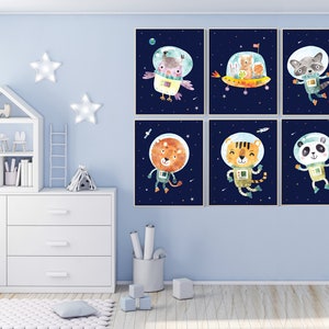 Space themed nursery, Space nursery prints, animal nursery, nursery decor boy, outer space nursery, space nursery art, animal nursery prints