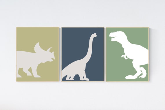 Dinosaur Prints for boys room, T-Rex Print, Triceratops Print, Brachiosaurus print, Dinosaur Wall art, Boy nursery decor, boys room wall art