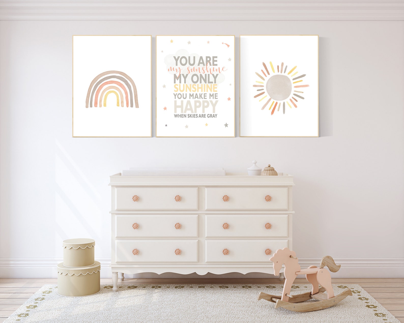 Neutral Rainbow Wall Art You Are My Sunshine Print Neutral Etsy