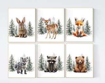 Woodland Animal Prints: Forest Nursery Wall Art