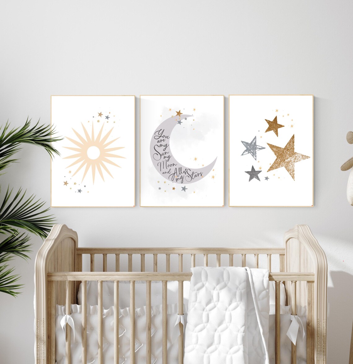 Sun Moon Stars Nursery Art Print Set: Celestial Baby Room Decor - Etsy