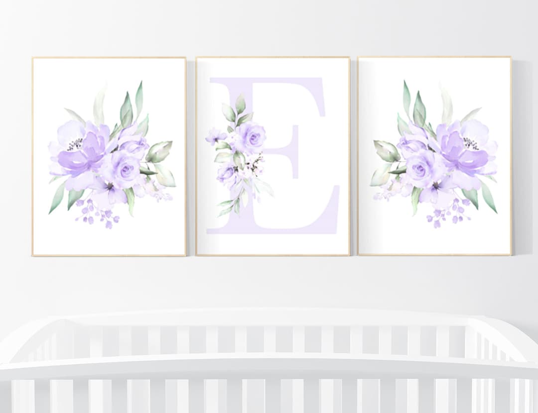 Floral Nursery Art Prints: Lilac Purple Flower Decor - Etsy