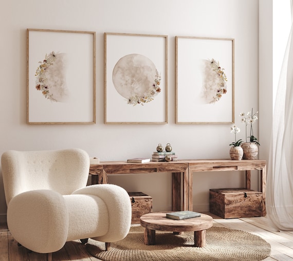 Floral Moon Phases Print: Botanical Nursery Wall Art