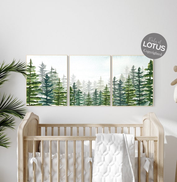 Nursery decor boy mountain, woodland nursery, adventure theme nursery, woodland, gender neutral, forest nursery, mountains, forest, tree