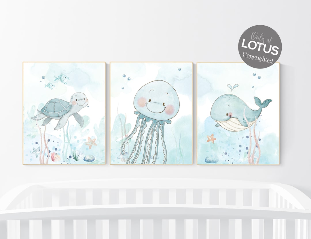 Ocean Nursery Print Set: Under the Sea Animals Wall Art - Etsy Australia