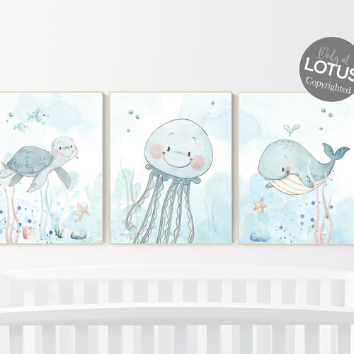 Under the Sea Decor Ocean Nursery Art Nautical Nursery Art Etsy