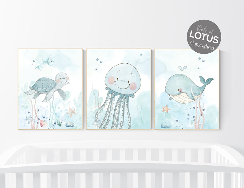 Under the Sea Wall Art Ocean Nursery Decor Nautical Nursery Etsy