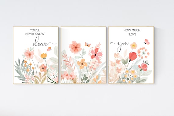 Boho Nursery wall art, Wildflower Nursery Decor, Floral Nursery, Girl Nursery Decor, you’ll never know dear how much I love you, flower