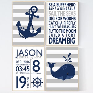 Nursery decor boy nautical, whale nursery decor, nursery wall art boy navy, nursery decor, nursery decor ocean, baby room decor nautical