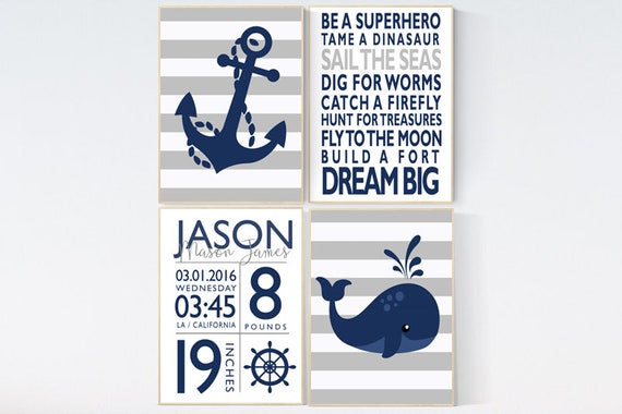 Nursery decor boy nautical, whale nursery decor, nursery wall art boy navy, nursery decor, nursery decor ocean, baby room decor nautical