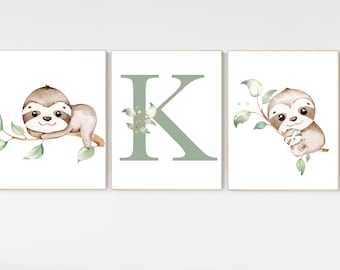 Sloth Nursery Prints: Gender Neutral Baby Animal Wall Art