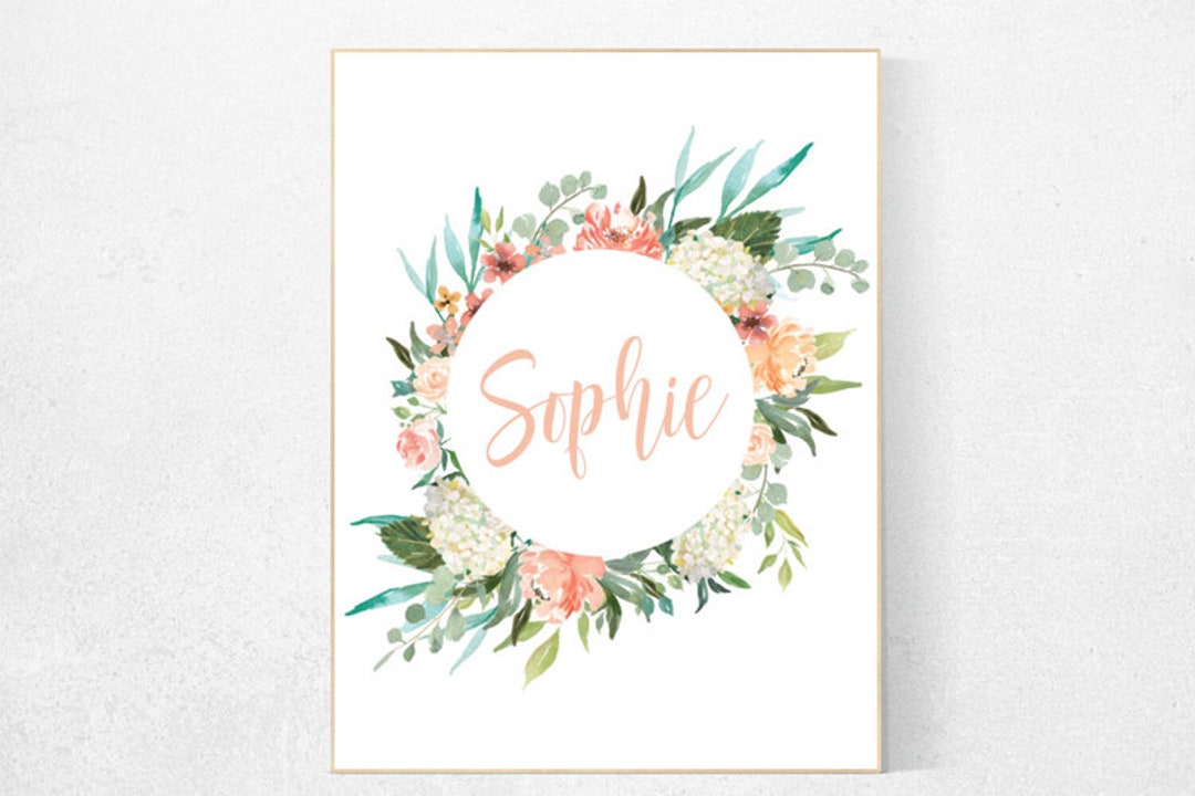 Floral Nursery Name Sign: Pink Roses Girl Decor - Etsy