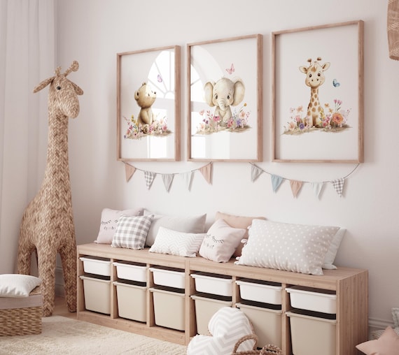 Flower Animals Nursery Art Prints: Baby Room Decor