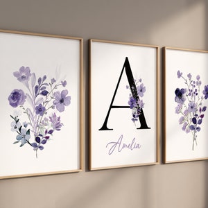 Purple flower nursery decor, Nursery decor girl purple, nursery decor girl flower, lavender nursery, lilac nursery, girls room decor purple