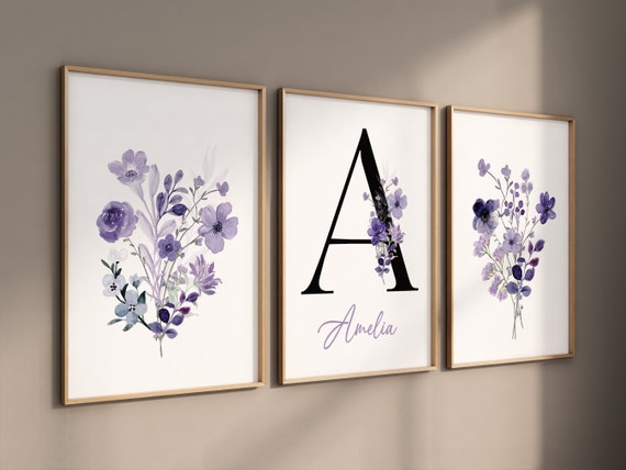 Purple flower nursery decor, Nursery decor girl purple, nursery decor girl flower, lavender nursery, lilac nursery, girls room decor purple