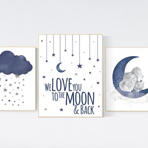 Navy blue nursery decor, dream big little one, nursery decor, elephant nursery, NAVY gray Nursery decor boy, nursery prints quotes