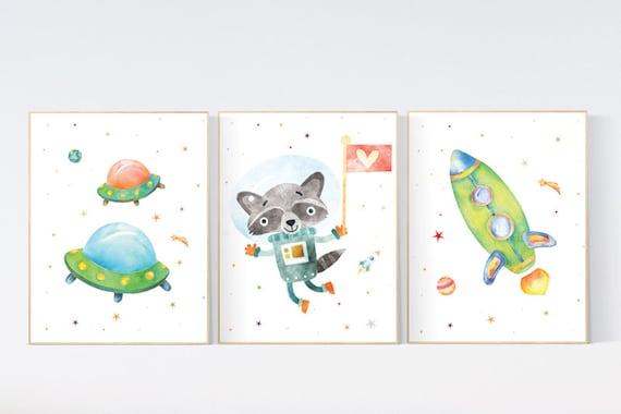 Space Boy Nursery Art Prints, Nursery decor boy space, space wall art nursery, Space wall art, space print for nursery, space nursery theme