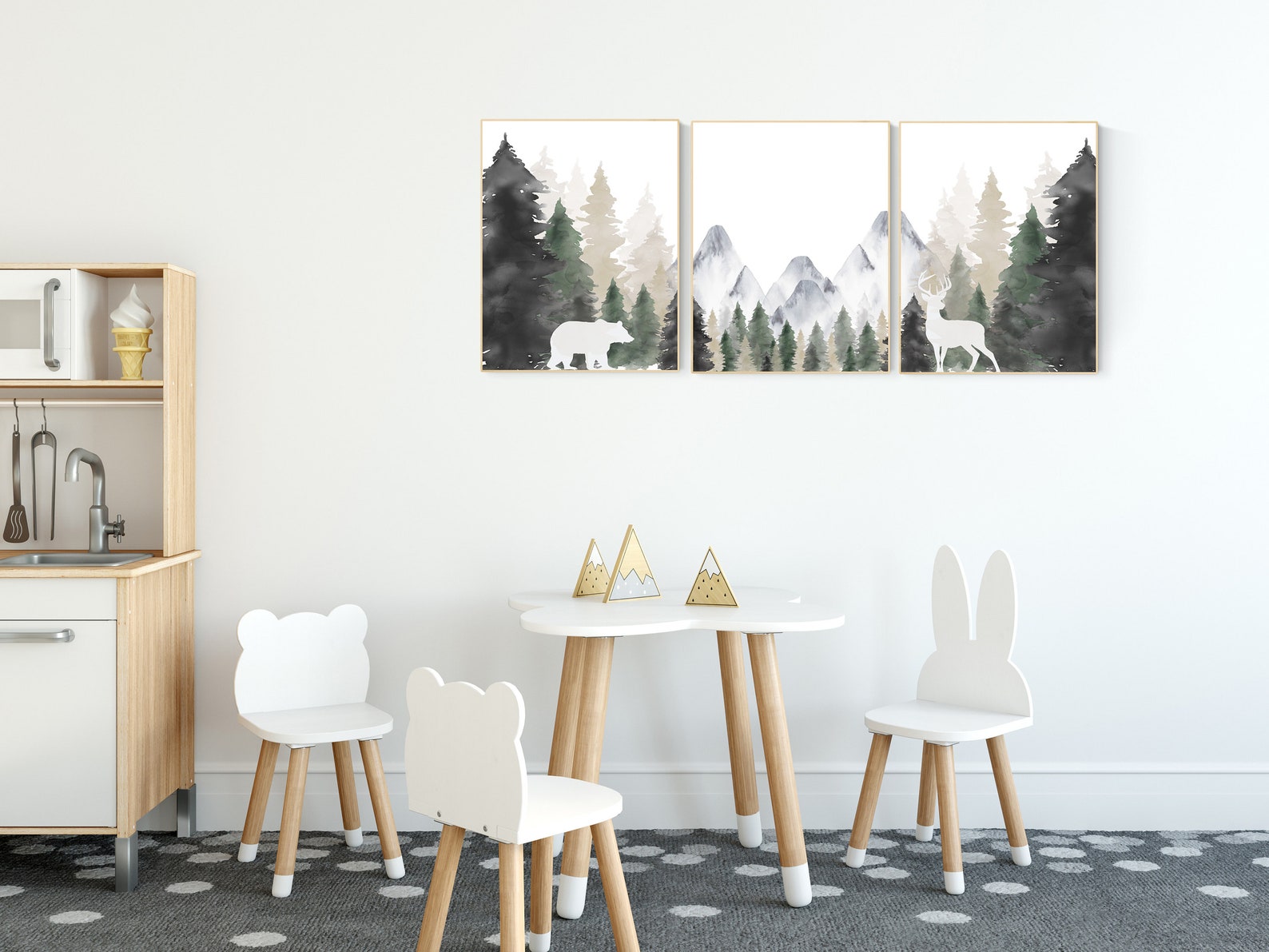 Nursery Decor Mountain Nursery Wall Art Tree Nursery Decor Etsy