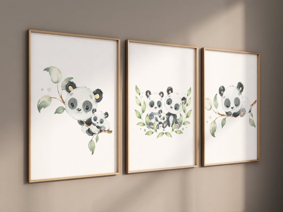 Panda nursery decor, gender neutral, panda prints, nursery wall art, nursery prints animals, nursery decor boy, nursery decor girl