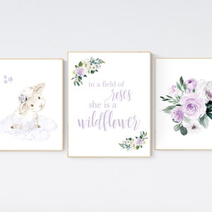 Nursery decor purple, Nursery decor girl purple, in a field of roses she is a wildflower, lavender nursery, lilac nursery, girls room
