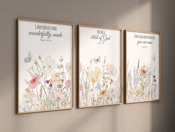 Boho Nursery wall art, Wildflower Nursery Decor, Floral Nursery, Girl Nursery Decor, vintage flower nursery, bible verse, christian wall art