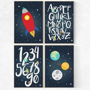 Nursery decor boy space, space nursery wall art, boys room decor space, rocket nursery wall decor, planets nursery, kids room decor