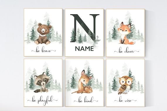 Woodland animals, nursery wall art animals, animal nursery decor, woodland nursery prints, woodland prints for nursery, tree nursery print