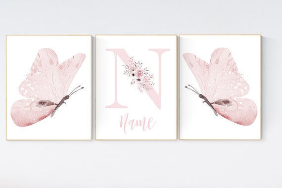 Nursery decor girl butterflies, Butterfly Nursery Art, Girl Nursery Art, Butterfly Nursery Decor for Baby Girl, Butterfly Art, light pink