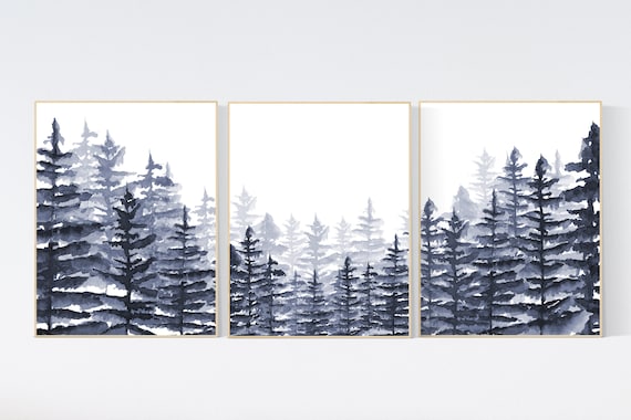 Nursery decor mountain, navy nursery, gender neutral, woodland nursery, adventure theme nursery, navy blue nursery, forest nursery mountains