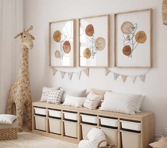 Boho Botanical Prints, neutral colors, Wildflower Nursery, floral nursery, earth colors, Wild Flowers, Flower Nursery, home decor