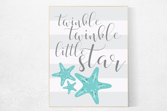 Twinkle Twinkle Little Star,  mint nursery decor, tea nursery decor, kids room decor, gender neutral, baby girl gift, nursery wall art green