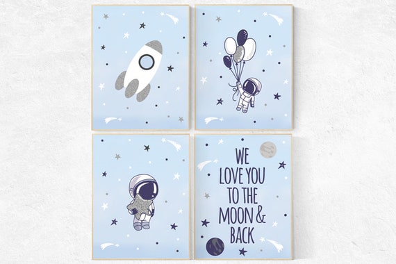 Nursery decor boy space, to the moon and back, space nursery wall art, nursery ideas boys, Space nursery decor, space theme, space nursery