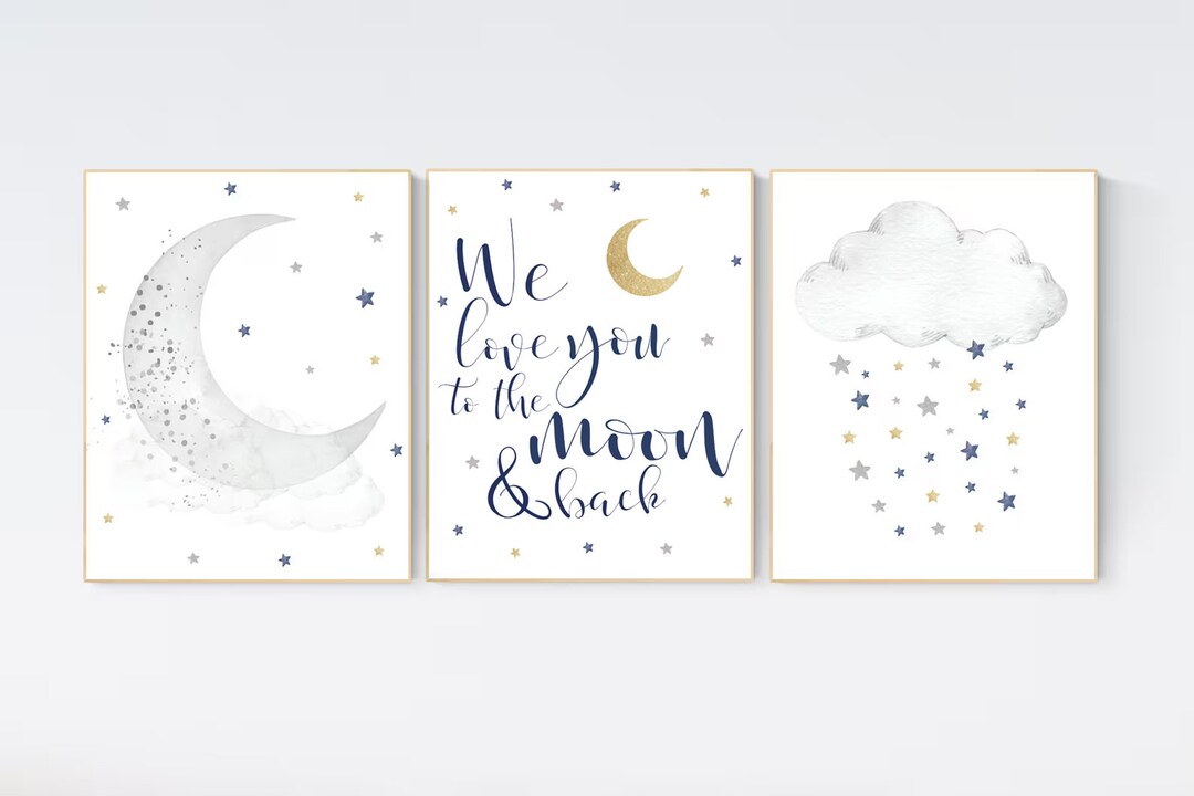 Nursery Decor Boy Navy Blue, Nursery Wall Art Boy, Navy Nursery Decor ...