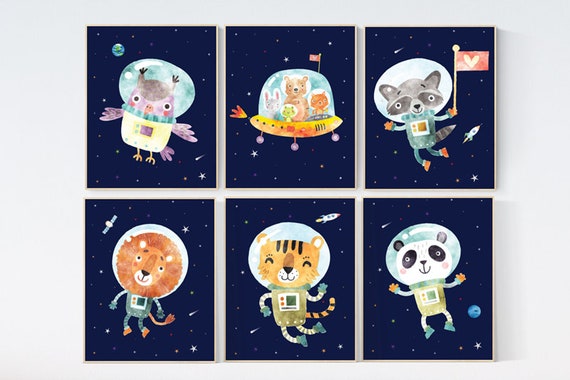 Space themed nursery, Space nursery prints, animal nursery, nursery decor boy, outer space nursery, space nursery art, animal nursery prints