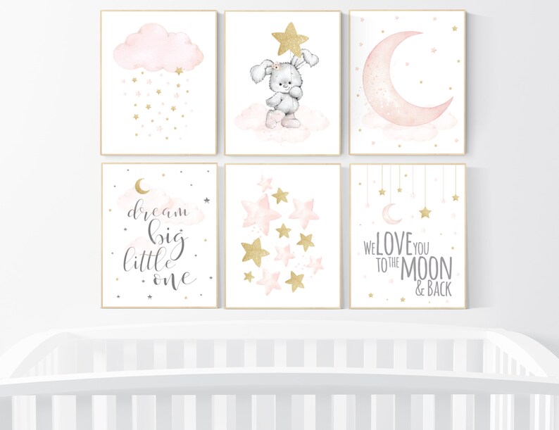 Nursery Decor Girl Blush Pink and Gold Nursery Wall Art Etsy