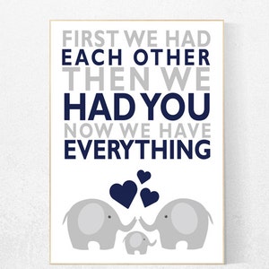 First We Had Each Other, marinegrijze kinderkamer, jongenskamerinrichting, kunst kinderkamer olifant, kinderkamer decor, baby jongen kinderkamer prints, marine kinderkamer kunst