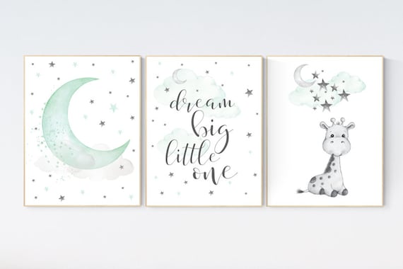 Giraffe nursery decor, Nursery decor girl giraffe, mint nursery decor, gender neutral, nursery wall art quotes, neutral nursery prints