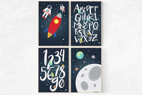 Playroom decor, Outer space, Space Playroom decor, toddler room decor, alphabet decor, kids room decor, space theme, boy room art, boys room