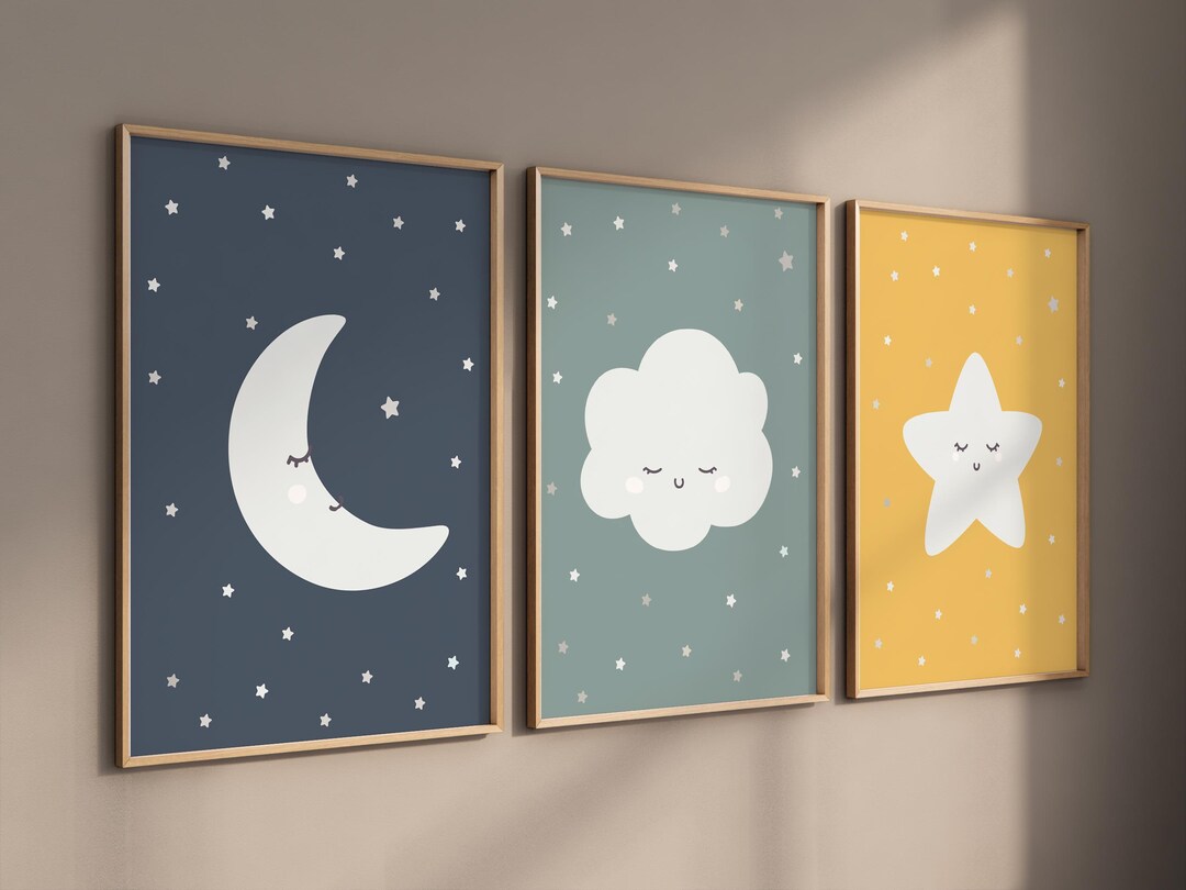 Moon Prints for Nursery, Nursery Wall Art, Gender Neutral Nursery, Baby ...