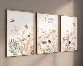 Wildblumen Kinderzimmer Poster: Botanisches Blumen Dekor