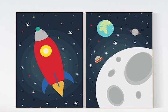 Space nursery decor, nursery decor boy space, nursery prints boy, boys room decor, space nursery, space prints, planets, boys room decor