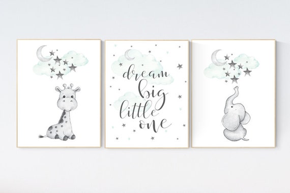 Giraffe nursery decor, Nursery decor girl giraffe, nursery decor elephant, mint nursery decor, gender neutral, nursery wall art quotes