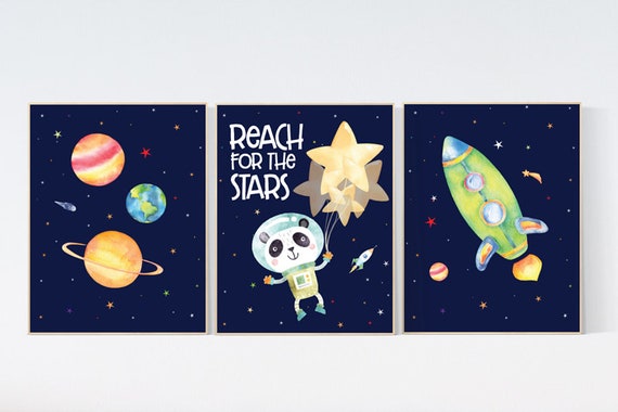 Reach for the stars, Space wall art nursery, Nursery decor boy space, Space wall art, animal prints, gender neutral, space nursery theme