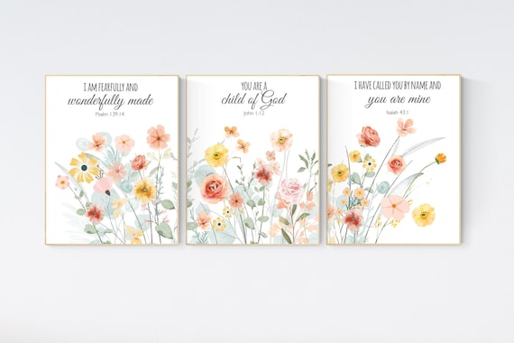 Boho Nursery wall art, Wildflower Nursery Decor, Floral Nursery, Girl Nursery Decor, vintage flower nursery, bible verse, christian wall art