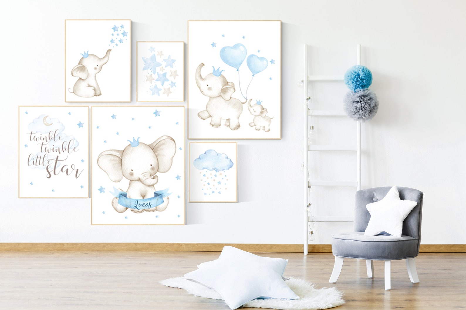 Baby Room Wall Art Baby Room Decor Boy Blue Nursery Decor Etsy