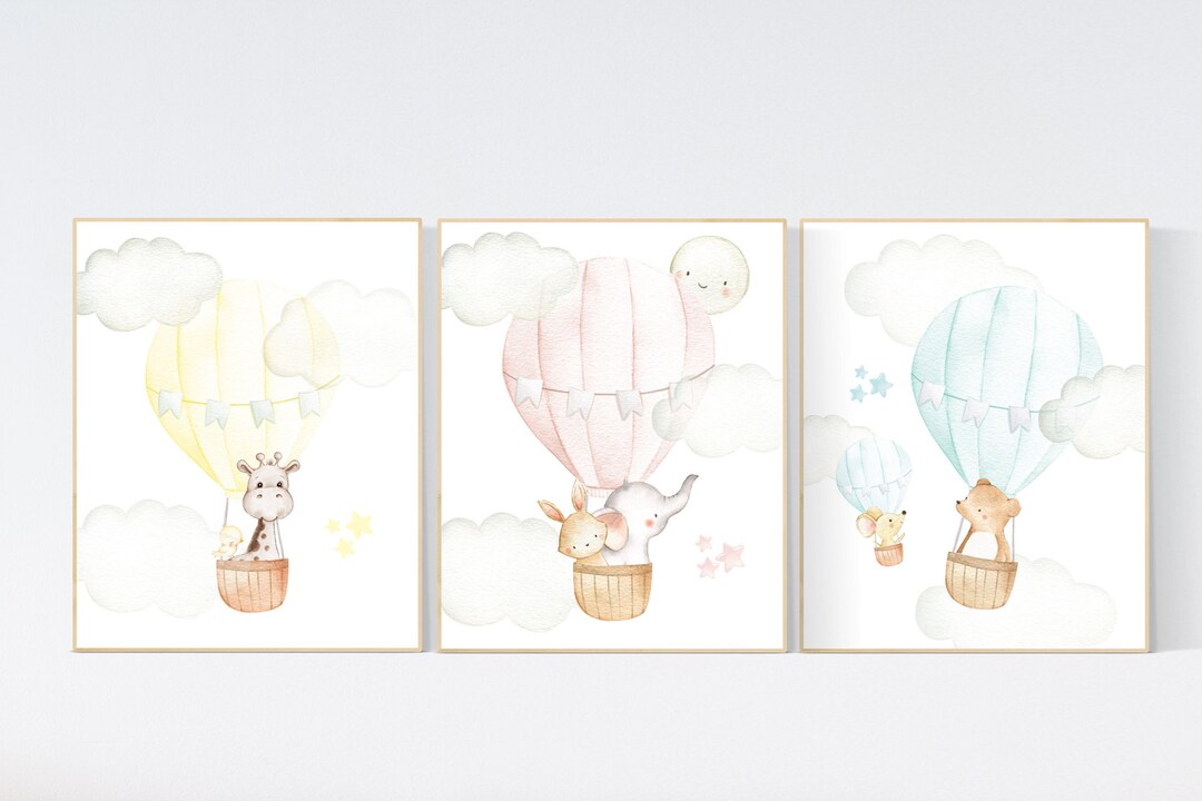 Animal Hot Air Balloon Nursery Print: Gender Neutral Decor - Etsy